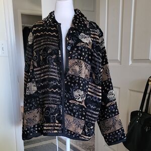 Coldwater Creek Reversible Patterned Black and Tan Women's Jacket Closet clearou